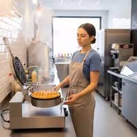 Commercial Waffle Maker - Single - Manual - 1.3kW - Shape: Round - Ø 180mm - plates with Teflon coating