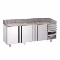 Stół chłodniczy do pizzy PREMIUM – 2150 x 800 mm – z 3 drzwiami i 3 szufladami