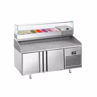 Table réfrigérée à pizza Premium PLUS - 1783x800 mm - avec 2 portes - incl. vitrine réfrigérée - 7x GN 1/4