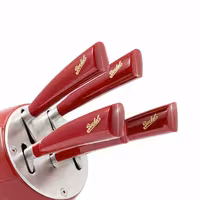 BERKEL | ELEGANCE - Messerblock mit 5 Messer - rotes Leder