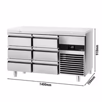 Commercial Counter Fridge PREMIUM - 1400x700mm - with 6 drawers - incl. cutting board white