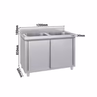 Sudoper s ormarićem ECO - inox - 1200 x 600 mm - sa 2 korita - korita sredina