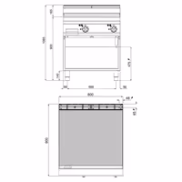 Plancha eléctrica Fry top - placa de acero rectificado - 11,4 kW - Ranurado - Superficie de cocción: 796x667mm - con base abierta