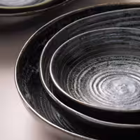 (6 adet) METALLIC - Çukur Tabak Yuvarlak - Steingut, Ø220mm, Oluklu/Kanallı Yüzey, Gümüş