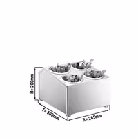 Cutlery Cylinder Holder - 265x305mm - Height: 200mm - Stainless steel - incl. 4 Holders