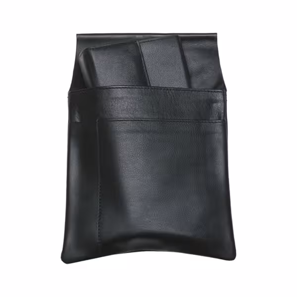 KARLOWSKY | Cashier's holster – Cowhide leather - Black - 16×22cm - 2 pockets + pen slot - Belt loop