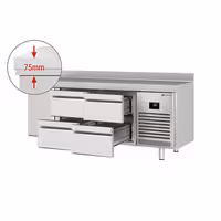 Aukstuma galds PREMIUM PLUS - 1960x600 mm - 385 l - ar 1 durvīm - ar 4 atvilktnēm - Ar apmali
