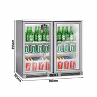 Commercial Back Bar Cooler - 900mm - 220 litres - with 2 glass swing doors - Grey