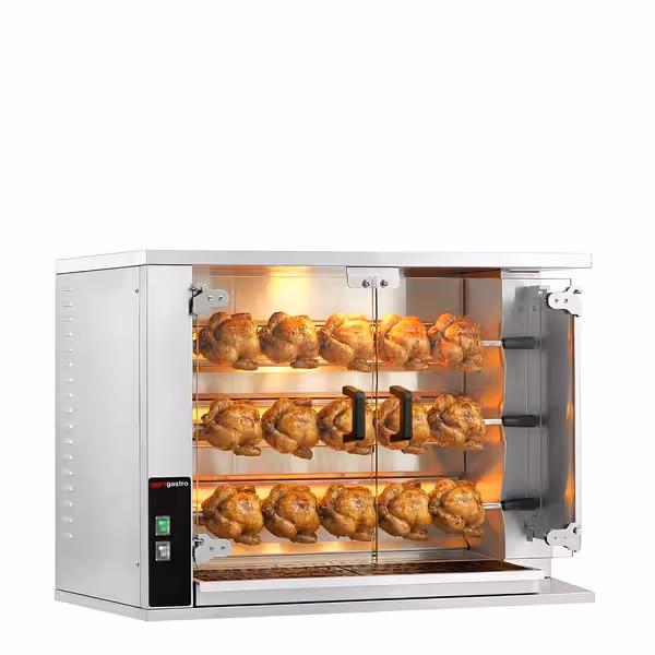 Gas Chicken Rotisserie Oven - 14.1kW - with 3 Skewers for up to 15 chickens