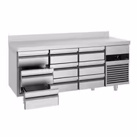 Commercial Counter Fridge PREMIUM - 1865x700mm - with 9 drawers - with upstand - capacity 474 litres