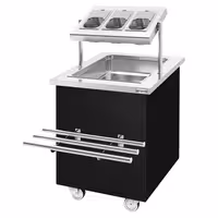 Cutlery & Crockery Mobile Counter DANZIG - 700 mm - with Tray Slide - Black