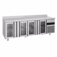 Commercial Counter Fridge PREMIUM - 2300x700mm - glass doors - with upstand