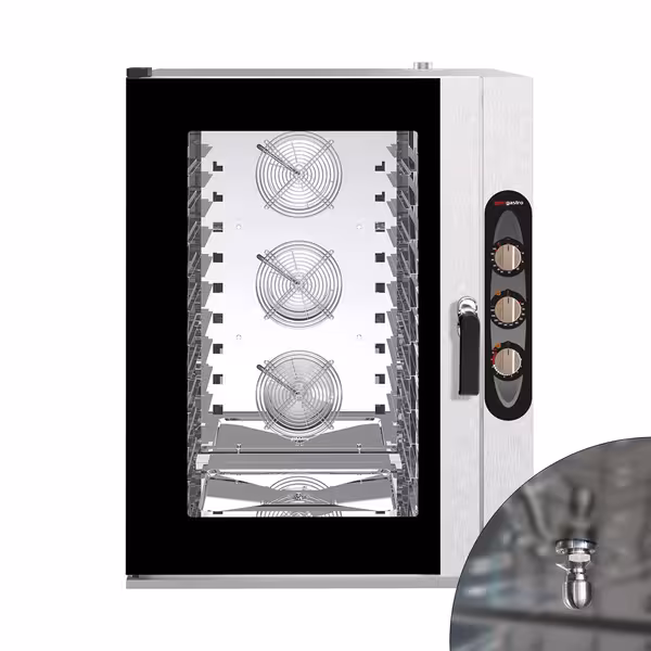 Commercial Electric Bakery Combi Oven - Manual Controls - 10x EN 600x400 - incl. Mounting brackets for 10x EN 600x400 trays