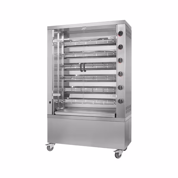 Commercial Gas Chicken Rotisserie Oven - 35.3kW - with 6 Skewers for up to 36 chickens