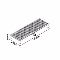 Podni odvod od nehrđajućeg čelika – 1200 x 400 mm – ugradnja u ravnini s podom i bočni izlaz – Ø 70 mm