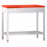 Profesionalni inox radni stol PREMIUM - 700x600 mm - s donjom policom & s ojačanjem radne plohe - uklj. daska za rezanje Crvena
