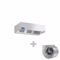 Commercial Wall-Mounted Extractor Hood with Motor – 1600mm – with Speed Controller, Baffle Filters & Lighting