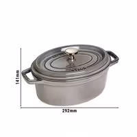 STAUB | Cocotte Oval Enamelled Cast Iron Casserole Dish – 230 mm Oval – Graphite Grey