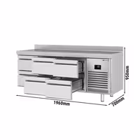 Commercial Counter Fridge PREMIUM PLUS - 1960x700mm - with 6 drawers (1/2 GN) - with upstand - capacity 465 litres