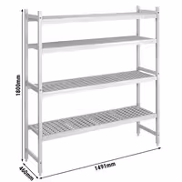وحدة رفوف ألمنيوم - بداية - 1491x1800mm - عمق: 460 mm - 4 رفوف - الحمولة: 600 kg