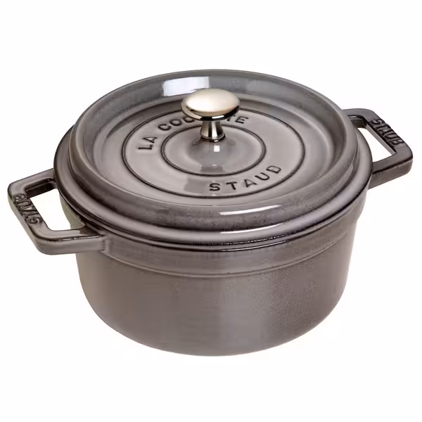 STAUB | Cocotte Round Enamelled Cast Iron Casserole Dish – Ø 180 mm – Graphite Grey
