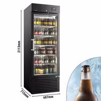 Frigorífico expositor de bebidas SUPERCOOLER - 687mm - 500L - interior em aço inoxidável - com 1 porta de vidro - com indicação/painel digital de temperatura - Preto - arrefece abaixo de 0 °C