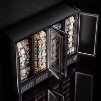 Commercial multideck display fridge - 2520mm - 1900L - with 4 hinged glass doors & 5 shelves - Black