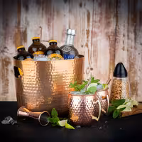 Posuda za hlađenje vina/pjenušca - Aluminij (kuprešni izgled, čekićana površina) - 3,9 l - Ø 255 mm - Bakar (look) - s ručkama