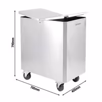 Cărucior pentru făină / ingrediente – 150 litri – oțel inoxidabil – cu roți