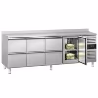 Balcão refrigerado ECO - 2230 x 700 mm - com 1 porta - 6 gavetas - com rebordo