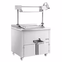 Churrasqueira a carvão em aço inoxidável - 940mm - com sistema de elevação por manivela e 1 gaveta de recolha de cinzas - grelha: 660x530mm