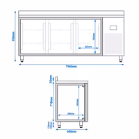 Zamrzni pult PREMIUM PLUS - 1960x600 mm - 385 l - Ventilirano hlađenje - s 3 vrata - Podignuti rub