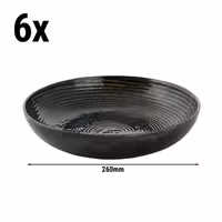 (6 adet) METALLIC - Çukur Tabak - Porselen, Ø260mm, Oluklu/Kanallı Yüzey, Yeşil