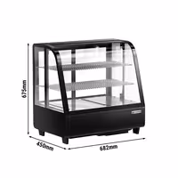 Countertop display fridge - 100L - 682mm - Double glazing - round - with 2 shelves - rear sliding glass doors