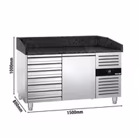 Pizzakühltisch PREMIUM - 1500x800mm - mit 1 Tür & 7 Schubladen