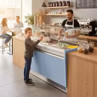 Ice Cream Display Freezer | LIAM - 1310mm - with LED lighting - for 10+10 x 5 litres Napoli pans - Light Blue - Static cooling