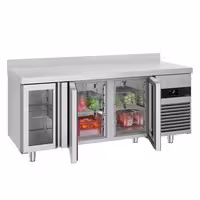 Rashladni pult PREMIUM - 1865x700 mm - 474 l - Ventilirano hlađenje - s 3 staklena vrata - Podignuti rub