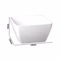 (6 adet) Kase - PURE - Melamin - 0,4L - köşeli - 130x130mm - Derinlik:60mm - Beyaz