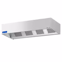 Commercial Wall-Mounted Extractor Hood with Motor - 2400mm - with Speed Controller, Baffle Filters & Lighting