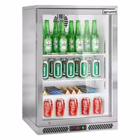Commercial Back Bar Cooler - 600mm - 130L - with 1 glass hinged door - Stainless steel