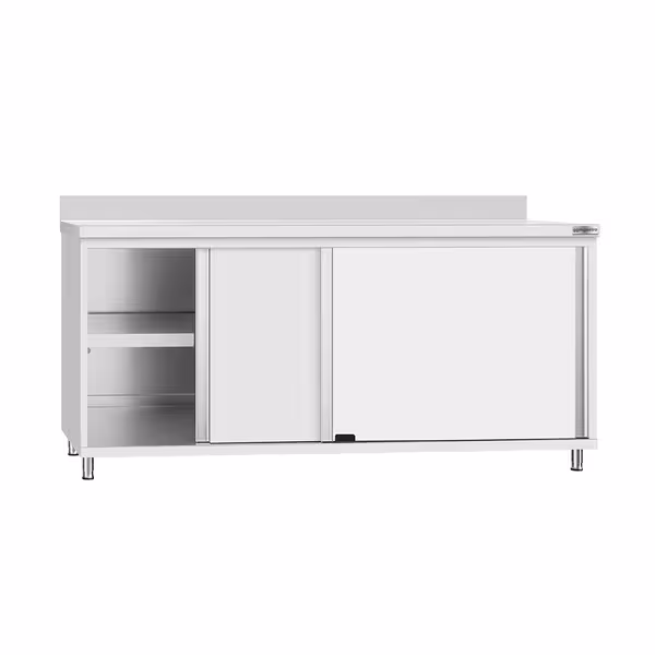خزانة عمل ستانلس ستيل ECO - 1800x700mm - مع أبواب منزلقة & مع حاجز خلفي