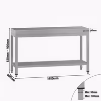 inox radni stol ECO - 1400x600 mm - s donjom policom