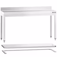 Commercial Stainless Steel Centre Table PREMIUM - 1800x700mm - with Undershelf - with Rear Upstand - with Additional Undershelf (mid-shelf) - with Cross Bracing