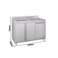 Sudoper s ormarićem ECO - inox - 1200 x 700 mm - s košem za otpatke - s 1 koritom - korito lijevo