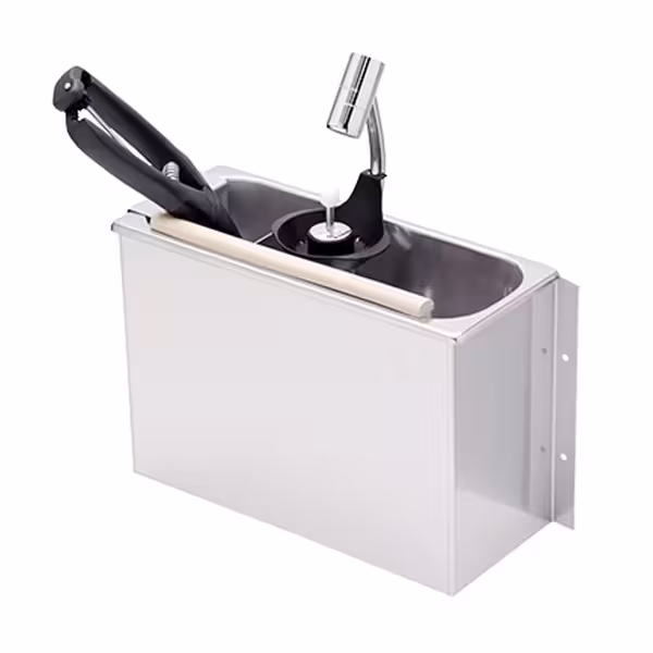 Dispozitiv clătire porționator înghețată - 270x112x180 mm - (montaj adițional) & manometru cu regulator de presiune & robinet cu bilă & intrare apă 1/2” & furtun alimentare & filtru impurități & racord evacuare cu