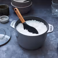 STAUB | Rice Serving Spoon – Silicone Head - Acacia Wood Handle - Non-Stick Safe - 22 cm - Black