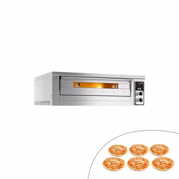 Electric Deck Pizza Oven - Single Deck - Refractory Stone Deck - 6 x Ø 33cm (13") - Mechanical Controls - up to 400°C