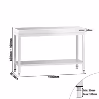 طاولة عمل ستانلس ستيل PREMIUM - 1200x600mm - مع رف سفلي