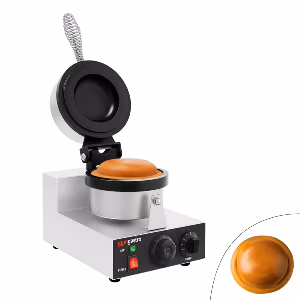Waffle Makinesi - Tekli - Manuel Zamanlayıcılı - 1,3kW - Şekil: Yuvarlak - Ø 115mm - Sabit Plakalı - pişirme plakaları teflon kaplamalı