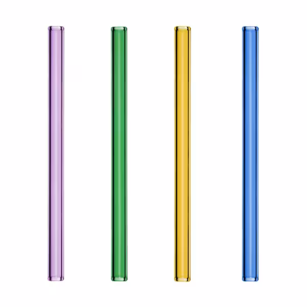 (48 adet) Cam Pipet - 200mm - ø 8mm - düz - 4 Renk - dahil 1 Naylon Temizlik Fırçası